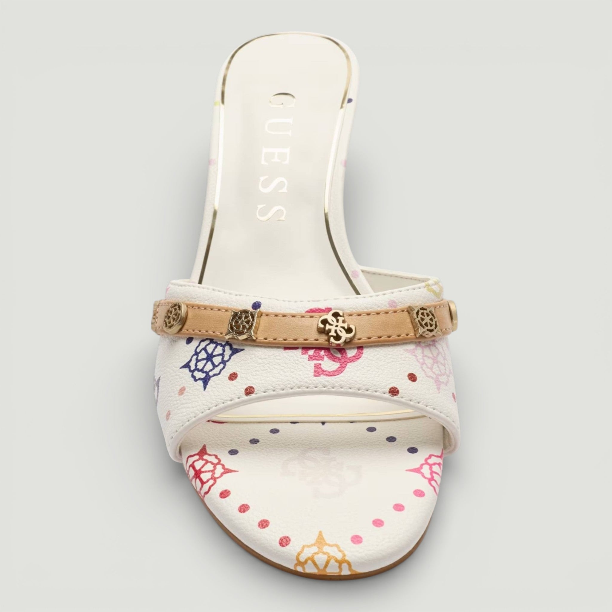 GUESS SANDALO CON TACCO IORY WHITE/MULTICOLOR