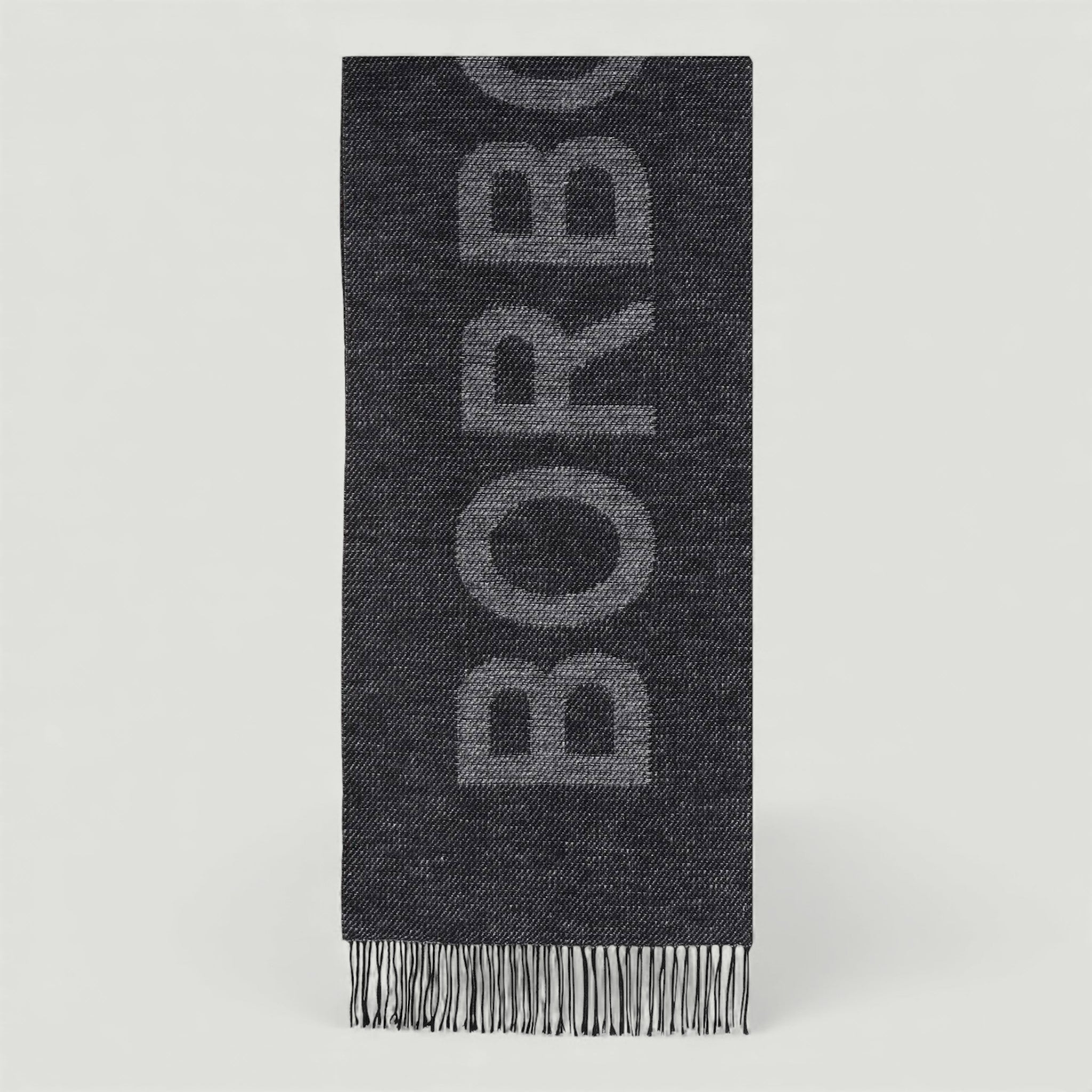 BORBONESE SCIARPA LOGO 42X200 BLACK/GREY