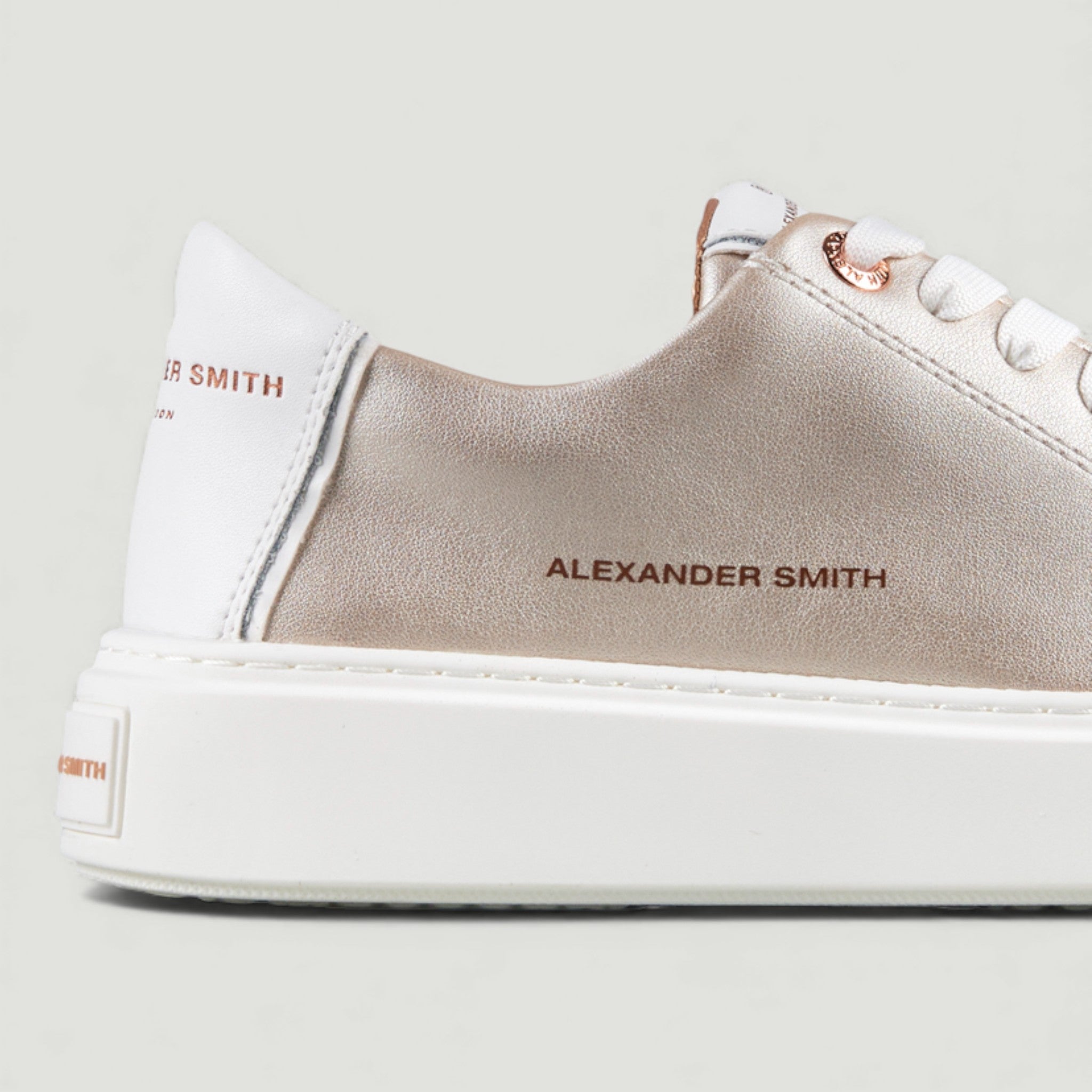 ALEXANDER SMITH SNEAKERS LONDON WOMAN PLATINUM WHITE BEIGE CHIARO