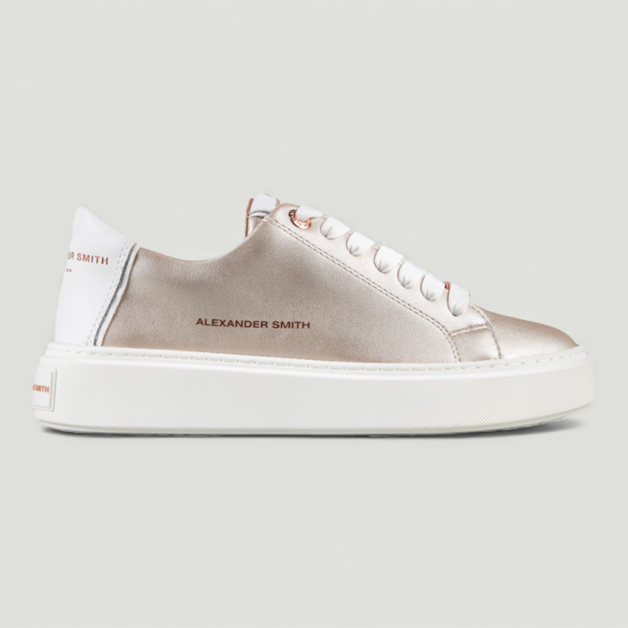 ALEXANDER SMITH SNEAKERS LONDON WOMAN PLATINUM WHITE BEIGE CHIARO