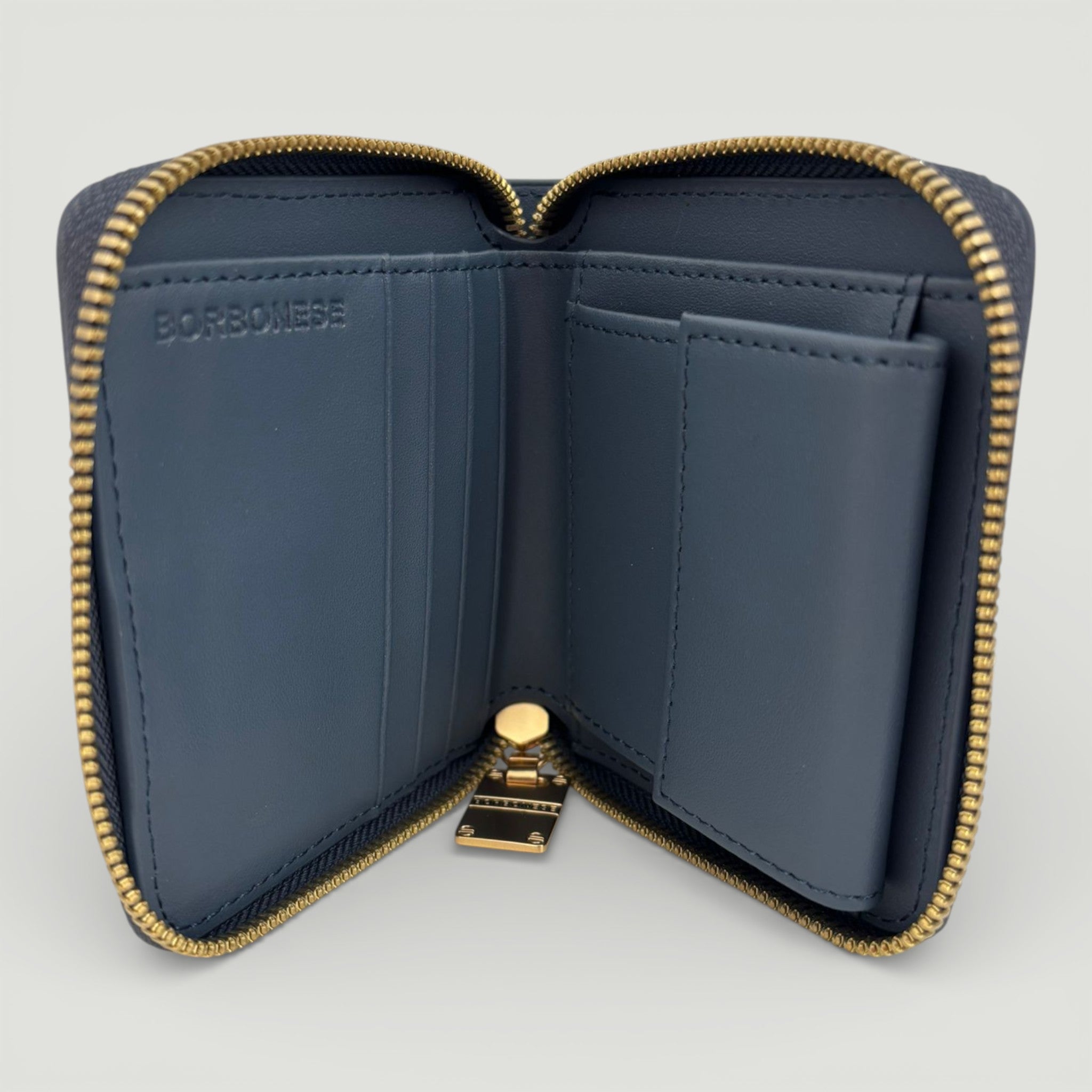 BORBONESE P.FOGLIO SMALL ZIP AROUND DENIM