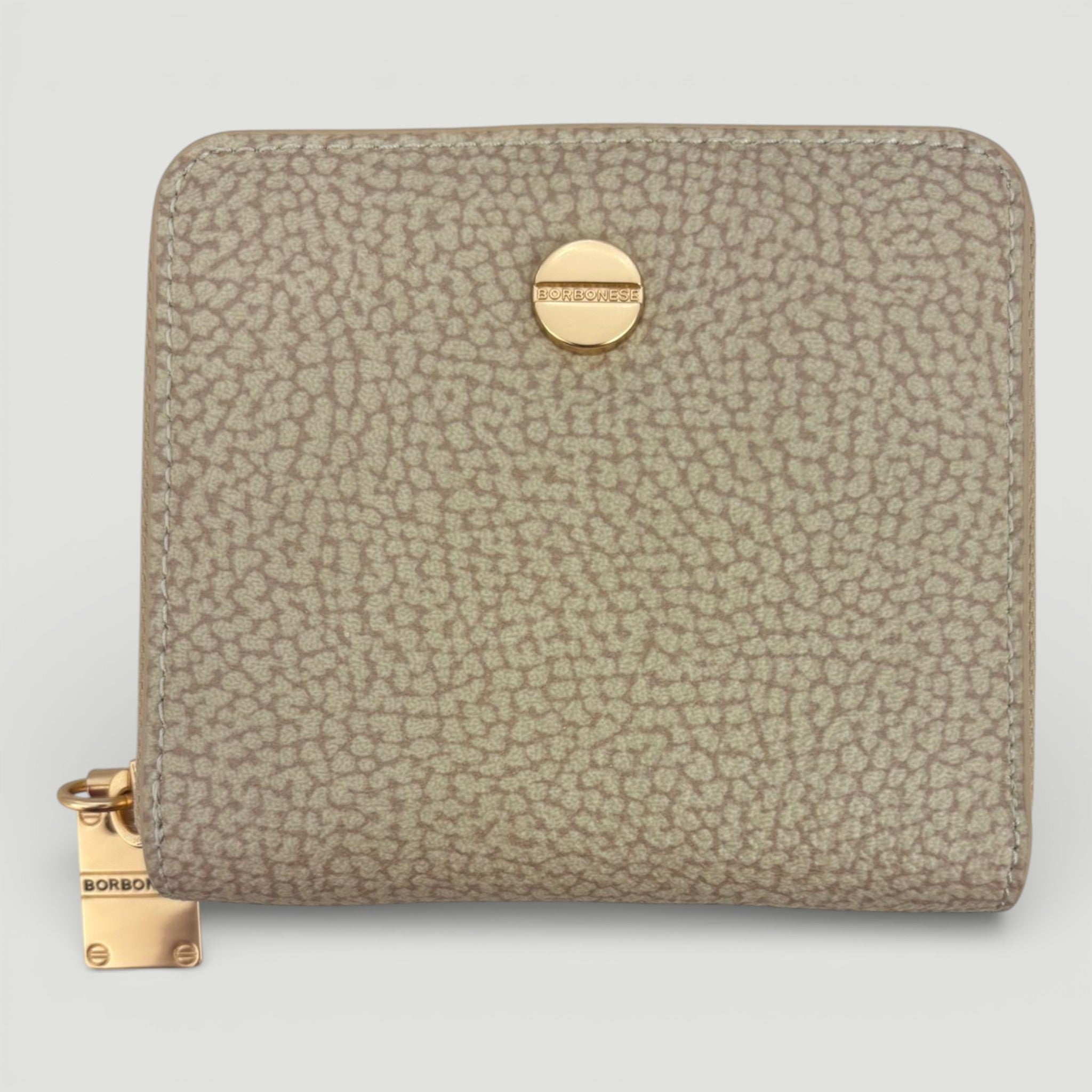 BORBONESE P. FOGLIO SMALL ZIP AROUND SABBIA