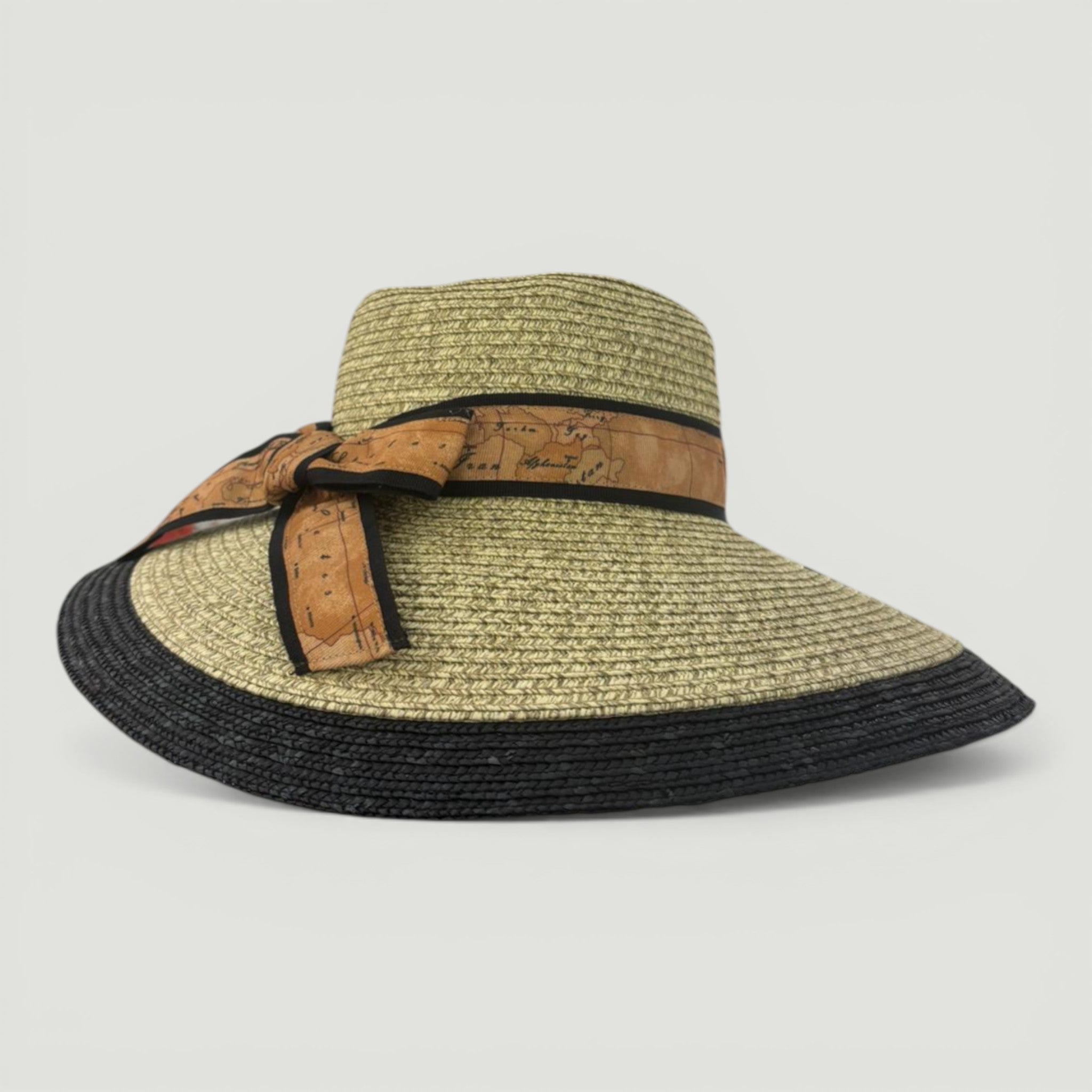 ALVIERO MARTINI 1^ CLASSE CAPPELLO INTRECCIATO CON NASTRO IN GEO CLASSIC NERO