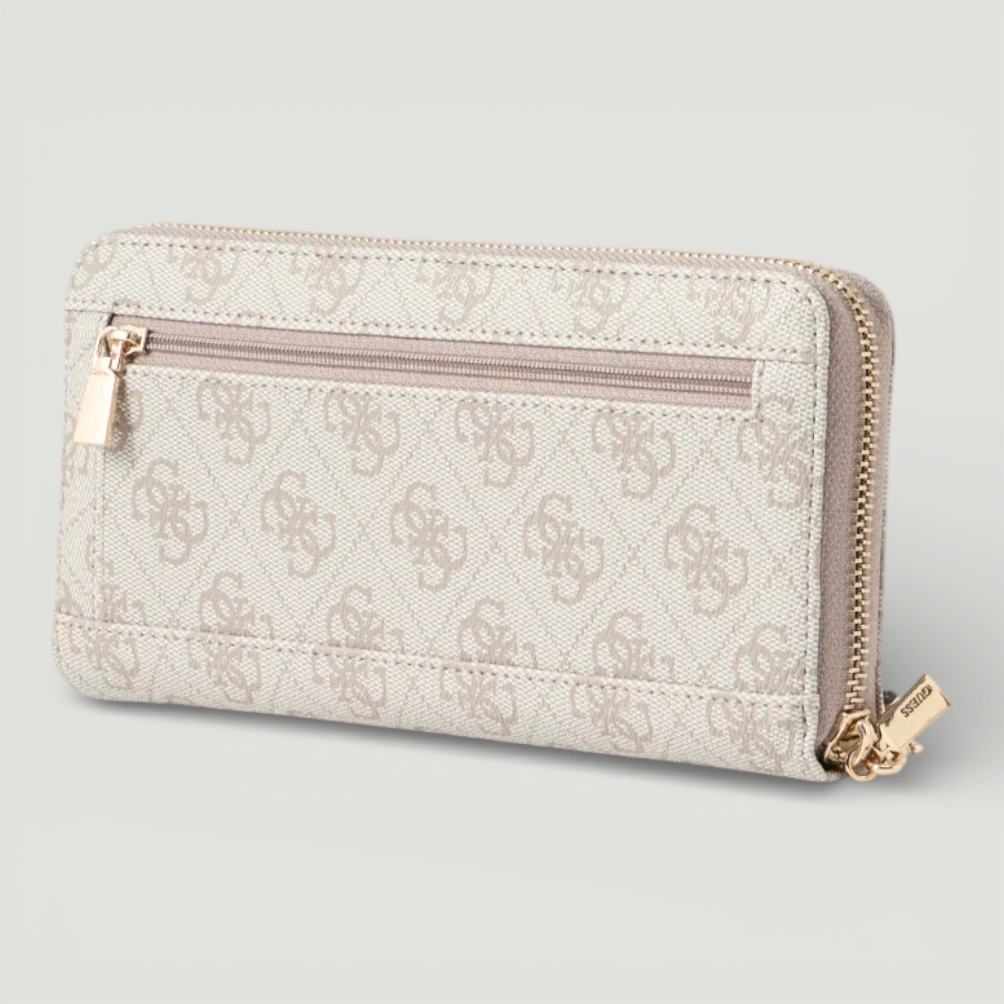 GUESS PORTAFOGLIO LAUREL II SLG LARGE ZIP AROUND DARK TAUPE LOGO