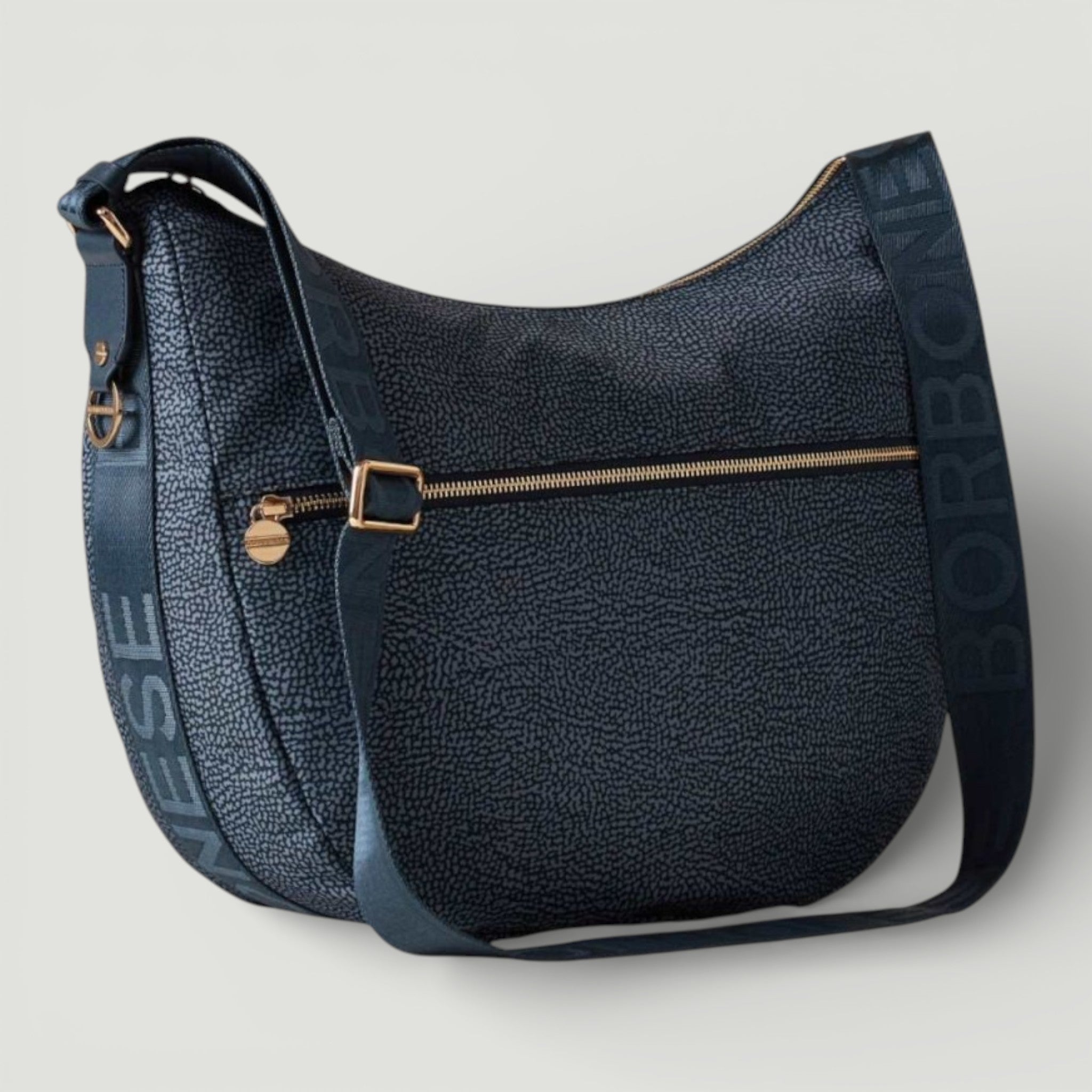 BORBONESE BORSA LUNA BAG MIDDLE BLU LAPIS