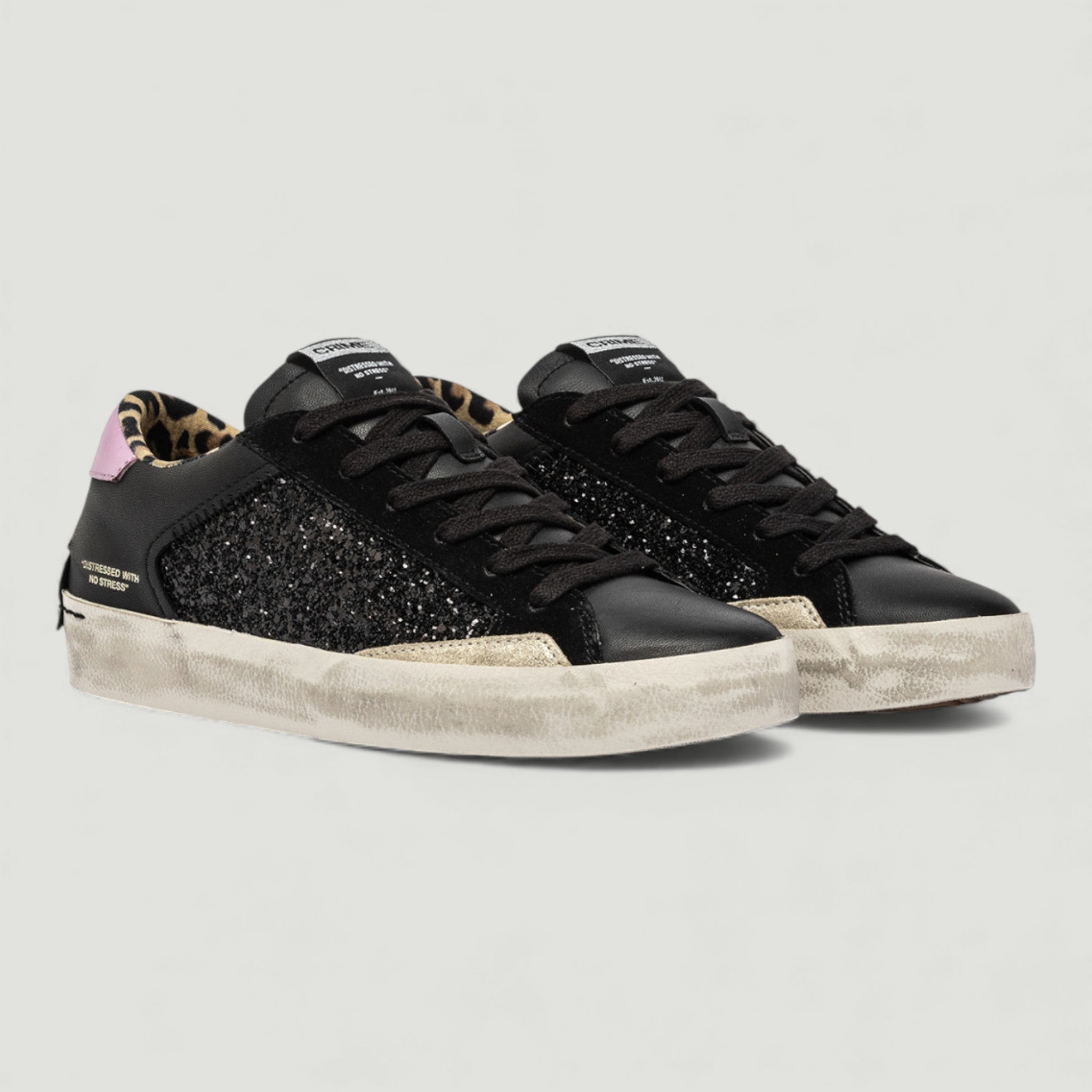 CRIME LONDON SNEAKERS DISTRESSED BLACK SPARK BLACK