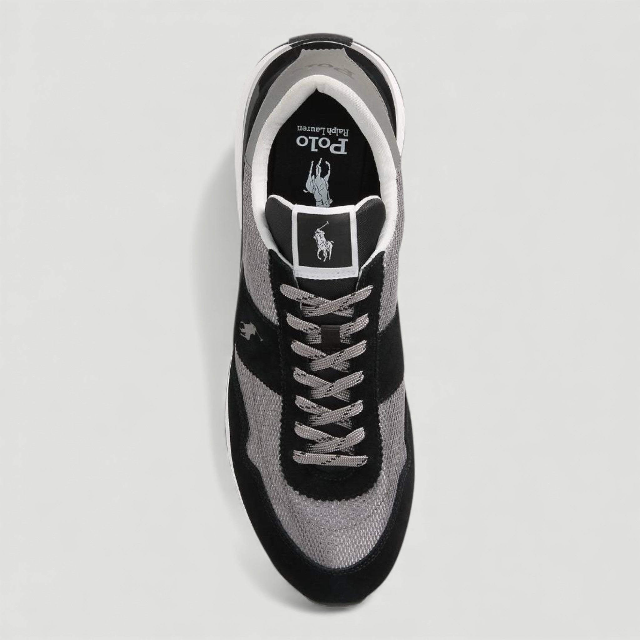 RALPH LAUREN POLO SPORT SNEAKERS TRAIN 89 PP LOW TOP LACE METALLIC GUNMETAL/BLACK UOMO