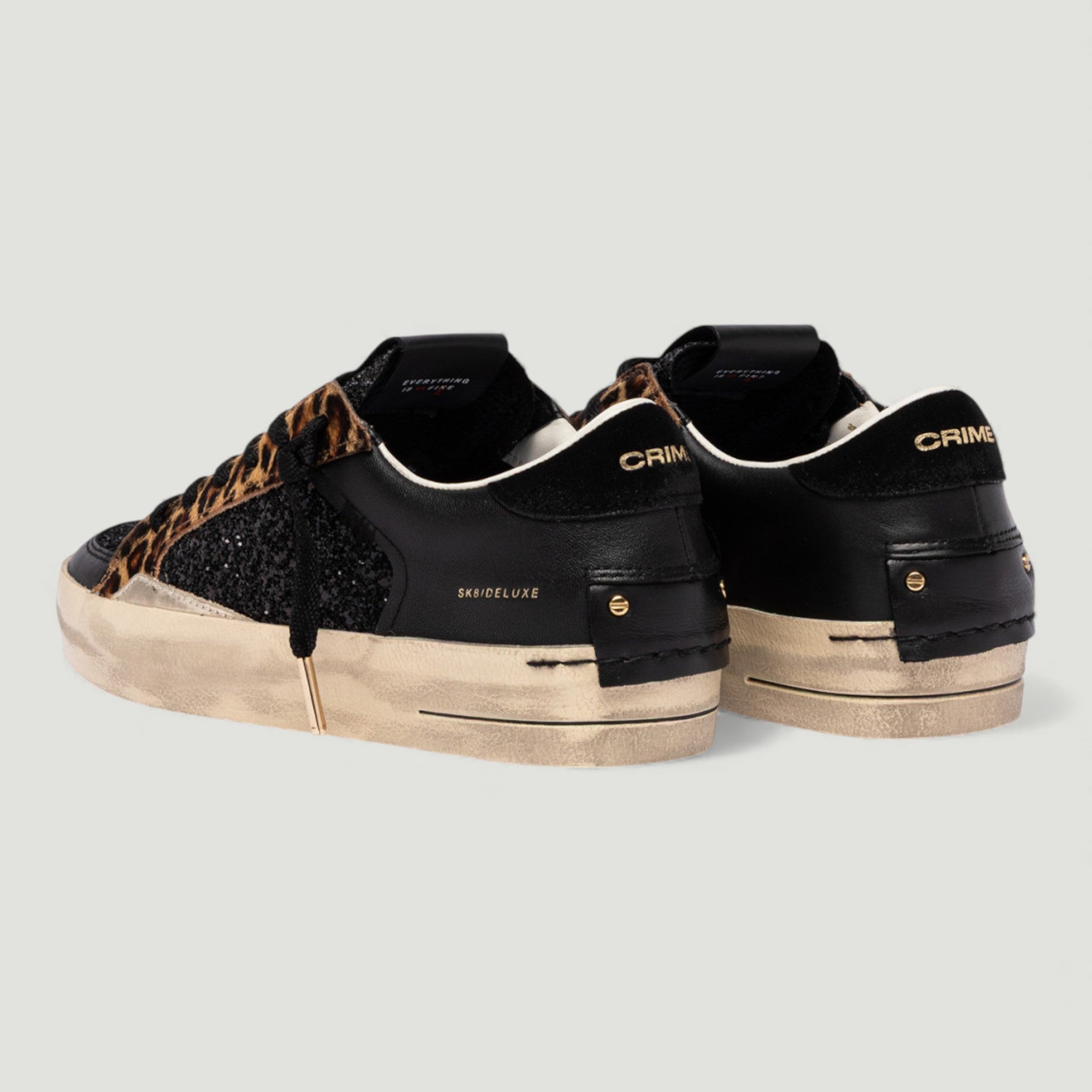 CRIME LONDON SNEAKERS SK8 DELUXE BLACK CHEETAH BLACK Donna