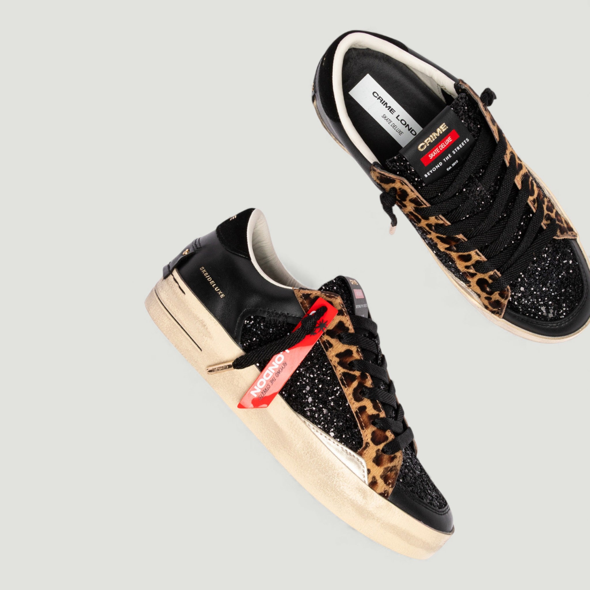 CRIME LONDON SNEAKERS SK8 DELUXE BLACK CHEETAH BLACK Donna