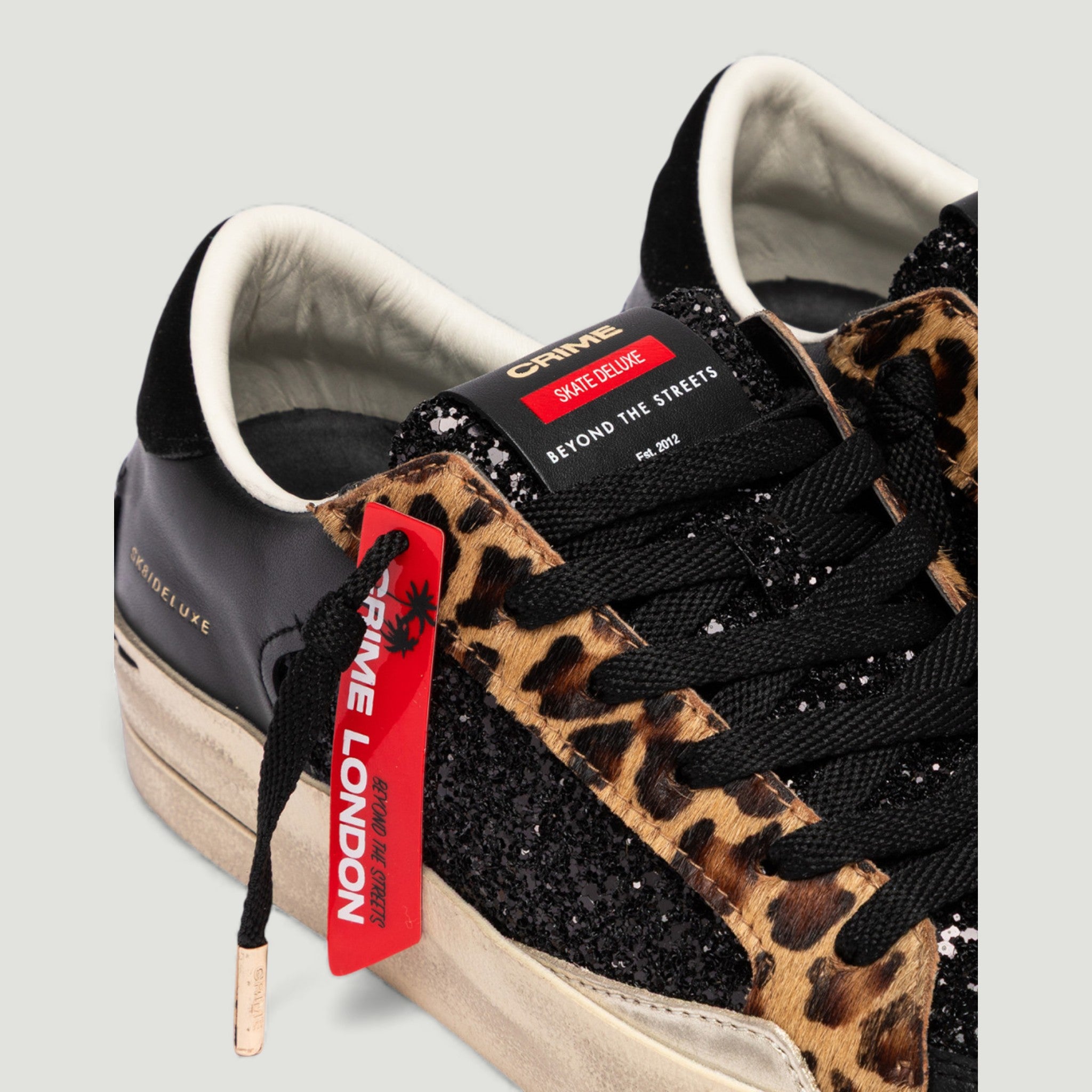 CRIME LONDON SNEAKERS SK8 DELUXE BLACK CHEETAH BLACK Donna