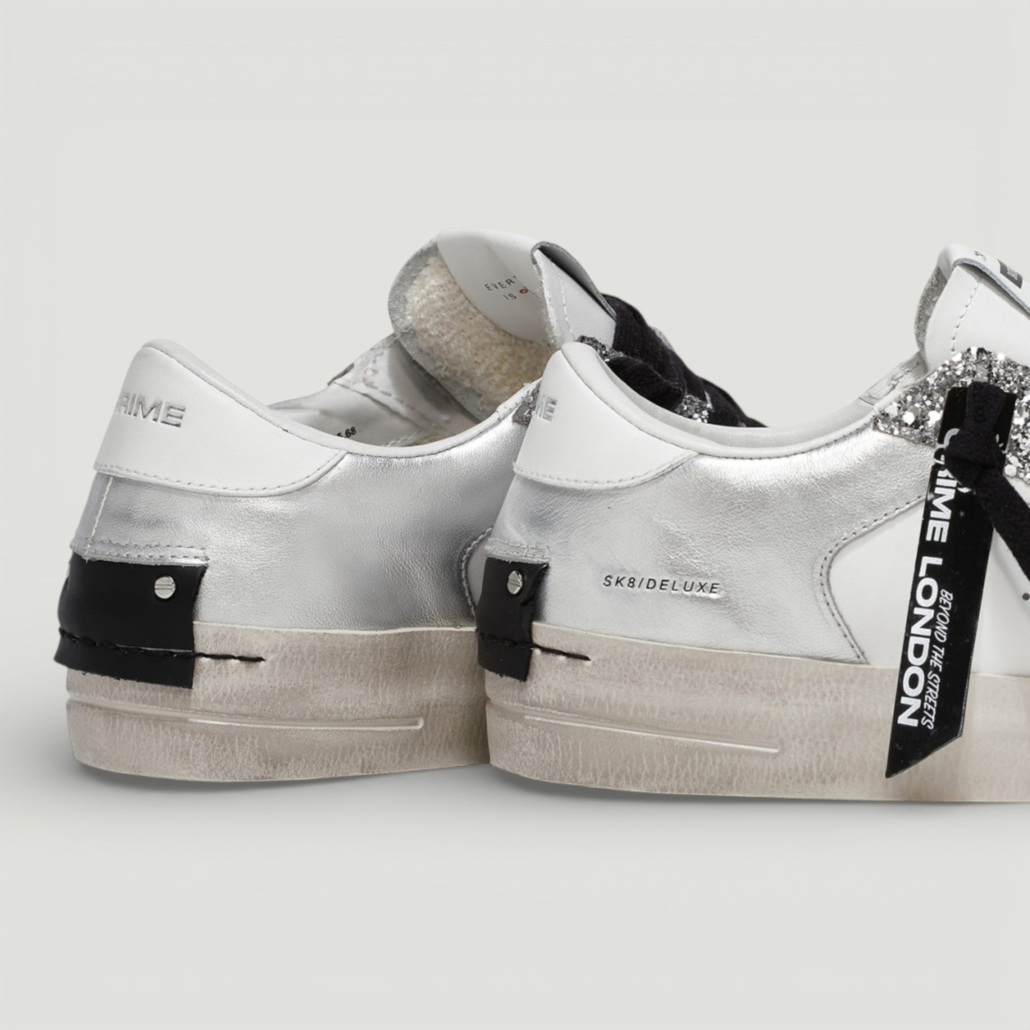 CRIME LONDON SNEAKERS SK8 DELUXE SILVER GLAM