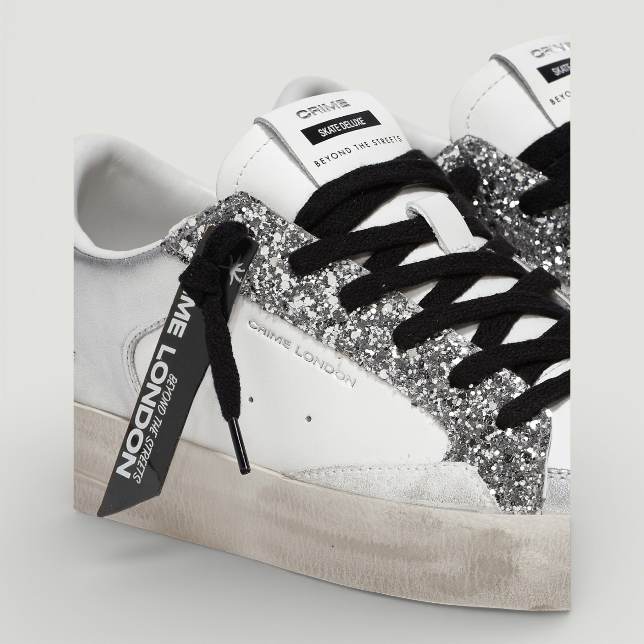 CRIME LONDON SNEAKERS SK8 DELUXE SILVER GLAM